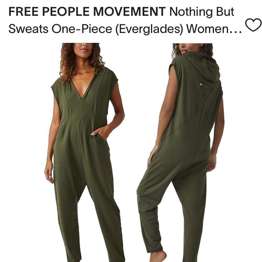 Free People Green Jumpsuit Relaxed Fit V-Neck